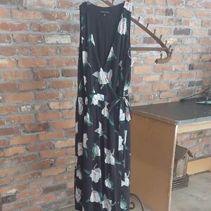 Floral Black Wrap Dress